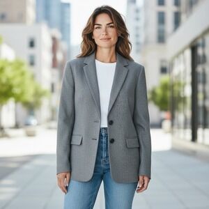 Madewell  Bedford Oversized 2 Button Italian Wool Blazer Women's Size 6 Gray